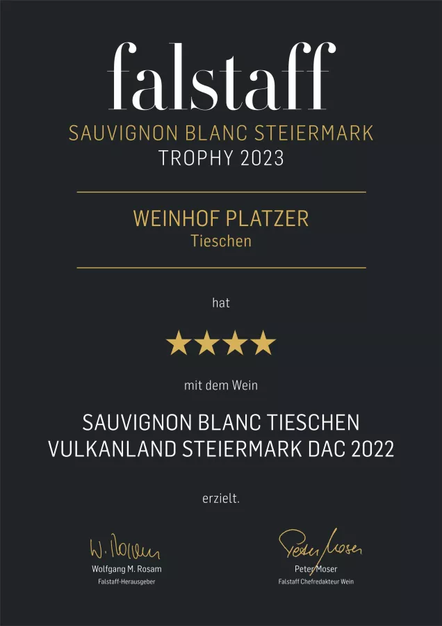 1. Platz bei der Falstaff Sauvignon Blanc Steiermark Trophy 